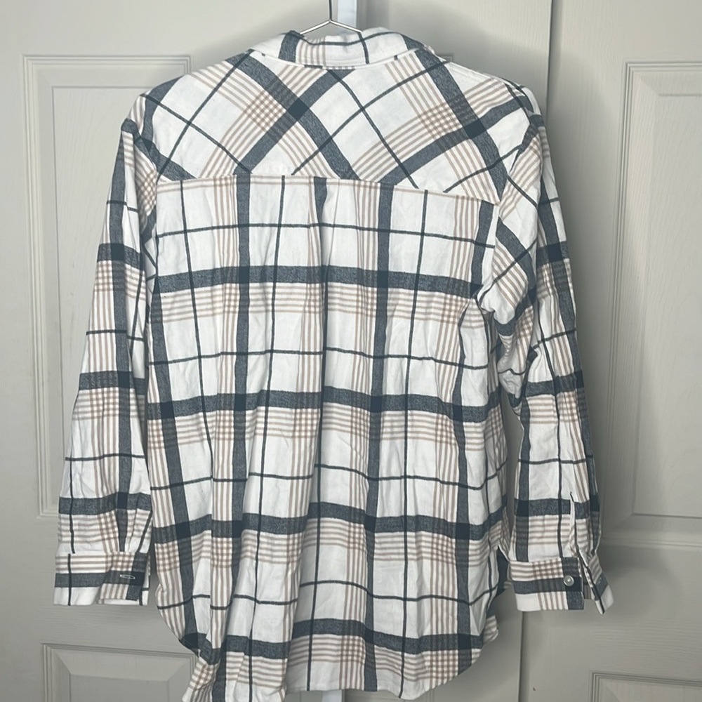 LOFT Petite Plaid Flannel Everyday Tunic Shirt Size M - Picture 4 of 11